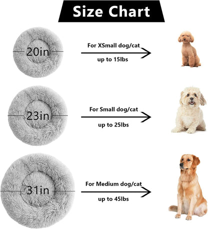 Calming Dog Bed for Dogs Cats Donut Dog Bed Pet Cushion Bed Plush Cat Bed round Anti-Anxiety Dog Bed Orthopedic Dog Bed