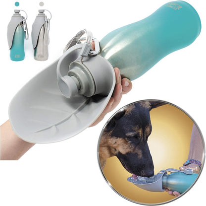 Just4Gsd Portable Dog Water Bottle - Dog Travel Water Bottle, Handy Stainless Steel Dog Water Bottles for Walking, Hiking with Your Pet - 20 Oz Dog Water Bottle Dispenser
